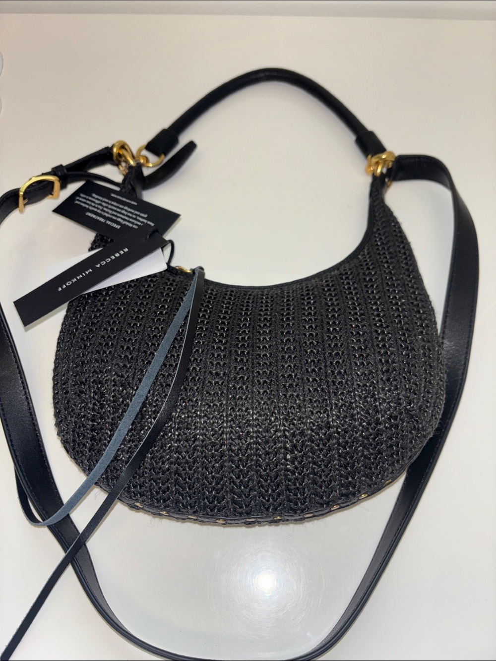 Rebecca Minkoff Darren Crescent Crossbody Bag Black Purse studded RYFBD072 NWT - Picture 11 of 11